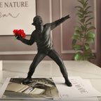 Tableau Banksy Garçon aux Fleurs — Résine Synthétique, Finition Détaillée | Décoration Murale Street Art