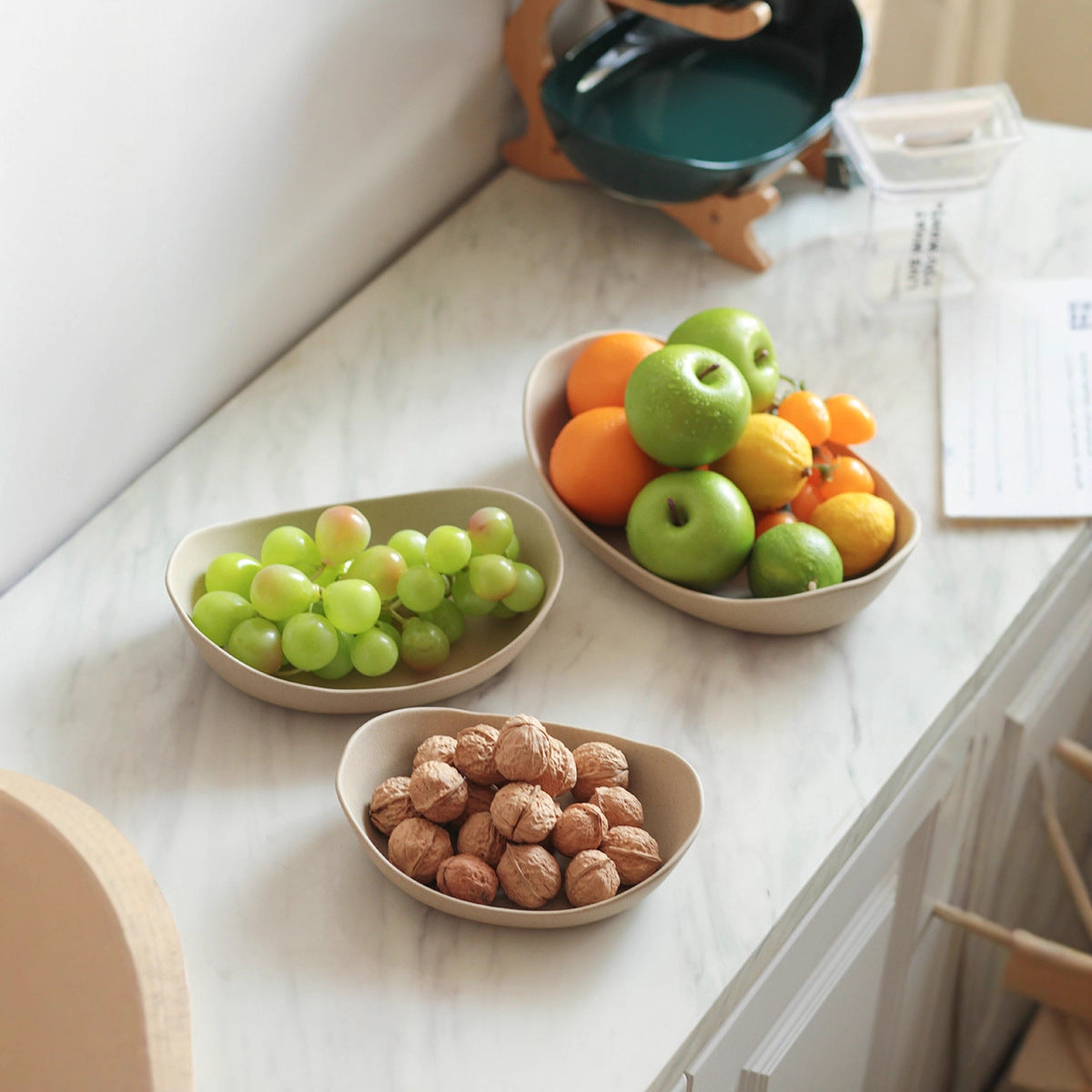 Plateau à Fruits Multicouche — 3 Niveaux, Style Chinois Contemporain | Blanc ou Vert Foncé