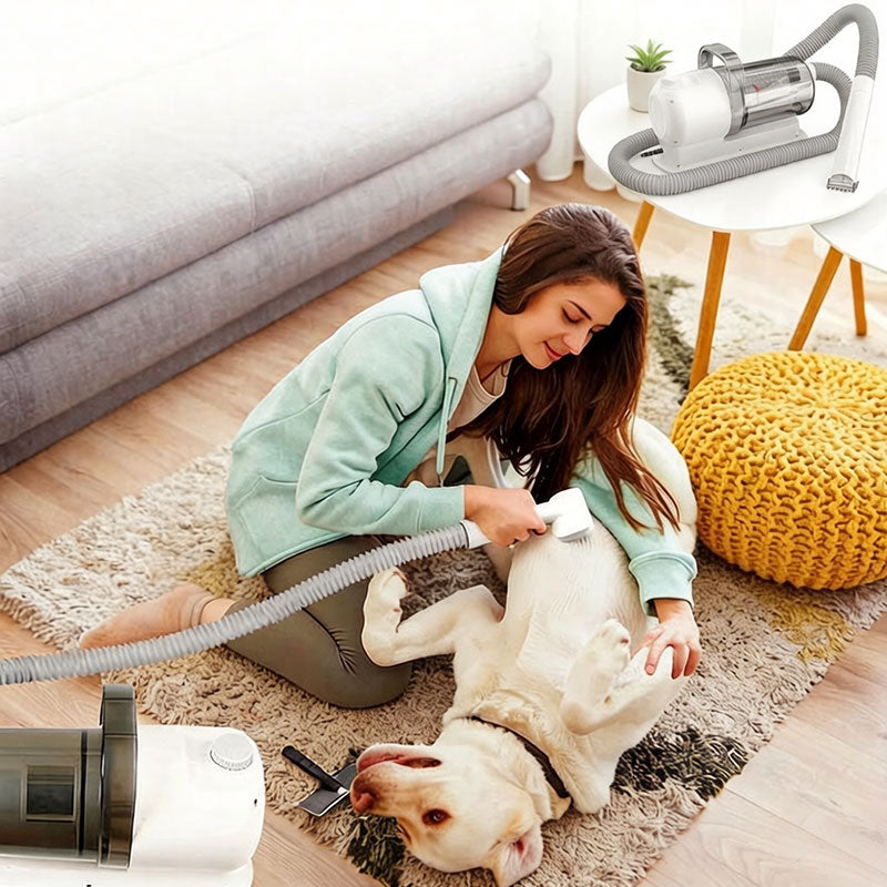Kit Toilettage Aspirateur pour Chien & Chat — Tondeuse Électrique & Accessoires 2-en-1
