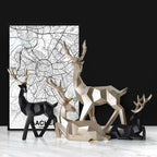 Figurine Cerf Porte-Bonheur en Résine — 2 Postures, Style Minimaliste | Décoration Salon & Cadeau