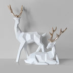 Figurine Cerf Porte-Bonheur en Résine — 2 Postures, Style Minimaliste | Décoration Salon & Cadeau