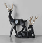 Figurine Cerf Porte-Bonheur en Résine — 2 Postures, Style Minimaliste | Décoration Salon & Cadeau
