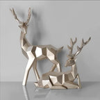 Figurine Cerf Porte-Bonheur en Résine — 2 Postures, Style Minimaliste | Décoration Salon & Cadeau