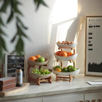 Plateau à Fruits Multicouche — 3 Niveaux, Style Chinois Contemporain | Blanc ou Vert Foncé