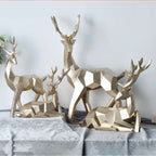 Figurine Cerf Porte-Bonheur en Résine — 2 Postures, Style Minimaliste | Décoration Salon & Cadeau