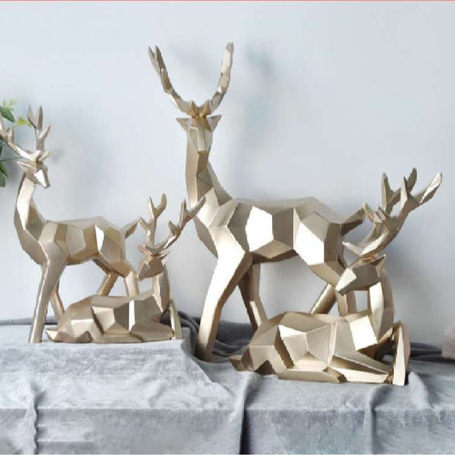 Figurine Cerf Porte-Bonheur en Résine — 2 Postures, Style Minimaliste | Décoration Salon & Cadeau