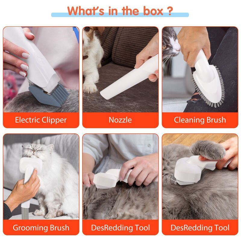 Kit Toilettage Aspirateur pour Chien & Chat — Tondeuse Électrique & Accessoires 2-en-1