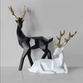 Figurine Cerf Porte-Bonheur en Résine — 2 Postures, Style Minimaliste | Décoration Salon & Cadeau