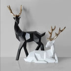 Figurine Cerf Porte-Bonheur en Résine — 2 Postures, Style Minimaliste | Décoration Salon & Cadeau