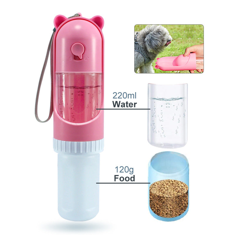 Gobelet 2-en-1 Eau & Croquettes pour Animaux — 220ml + 120g, Sans Fuite | Idéal Balades & Voyages