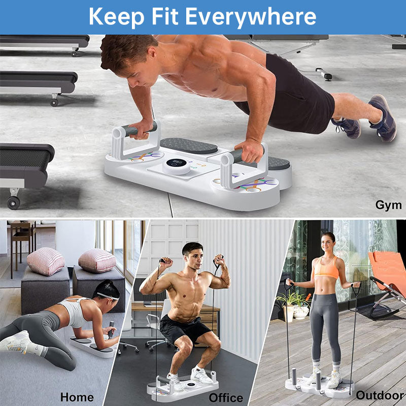 Banc de Musculation 6-en-1 — Pompes, Abdos, Bras & Dos | Avec Minuteur Intelligent