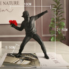 Tableau Banksy Garçon aux Fleurs — Résine Synthétique, Finition Détaillée | Décoration Murale Street Art