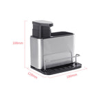 Distributeur de Savon Cuisine 2-en-1 — Pompe & Rangement, Inox + ABS | Compatible Savon, Vaisselle & Lotion