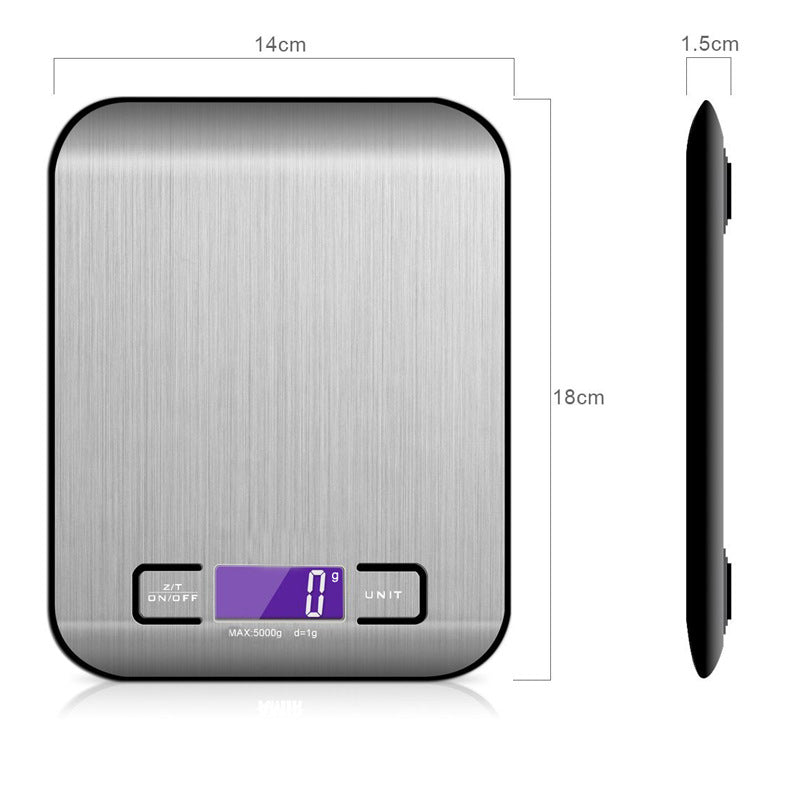 Balance de Cuisine Électronique — Précision au Gramme, 6 Unités, Écran LCD | Surface Inox, 5 kg Max