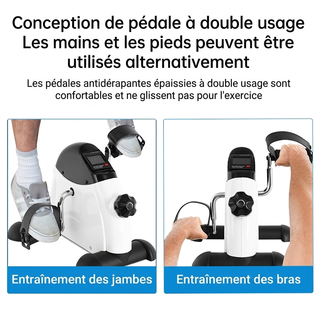Vélo Pédalier de Bureau avec Écran LCD — Résistance Réglable, Bras & Jambes | Compact & Silencieux